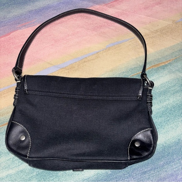 Vintage Ralph Lauren black leather buckle bag with silver metal clasp Y2K 90’s - Picture 4 of 13